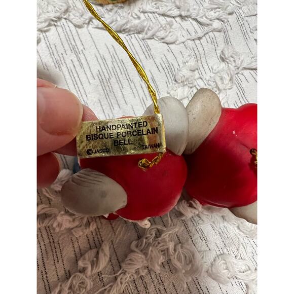 Vintage Lil Chimers Mouse Porcelain Bell Christmas Ornament Jasco - Picture 9 of 9